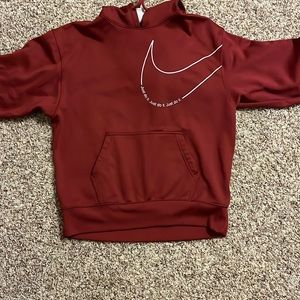 Maroon Nike Big swoosh Therma-Fit XS Hoodie Sweatshirt